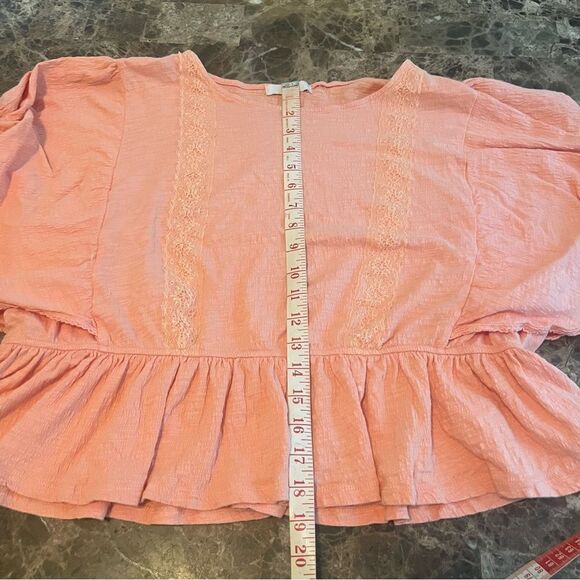 L'ayard Top Size XL Sherbert Orange Boho Peplum Blouse​ - Picture 4 of 11